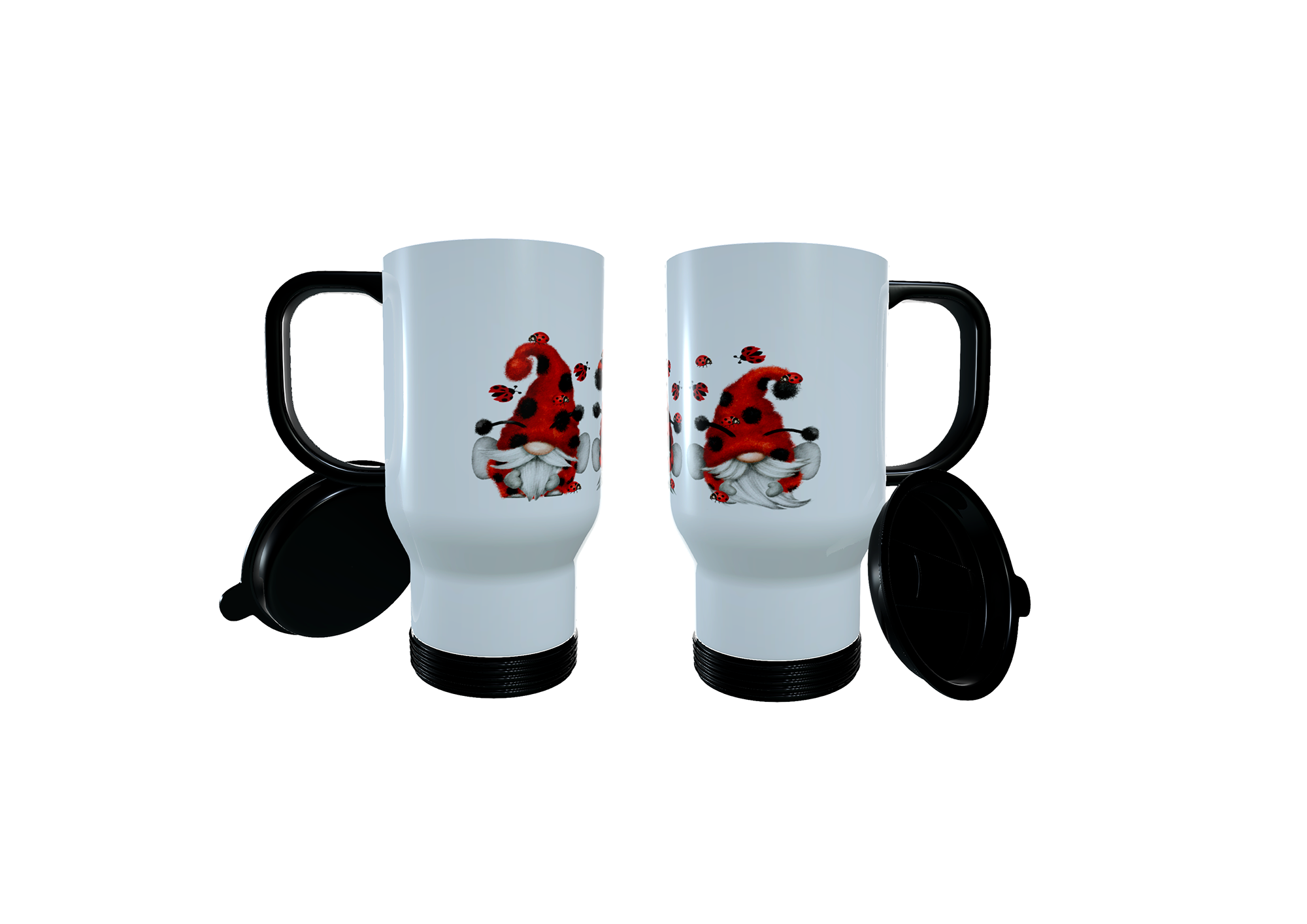 Ladybird Gnome Travel Mug, Gnome Coffee Mug, Gonk Tea Mug - Click Image to Close